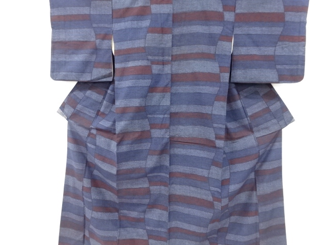 JAPANESE KIMONO / ANTIQUE KIMONO / SILK / TOKAMACHI TSUMUGI / WOVEN STRIPE